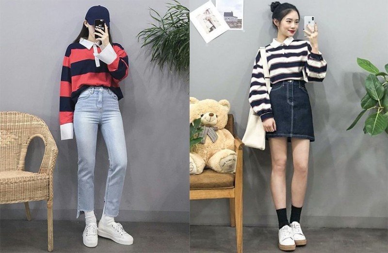 Diện áo thun có cổ giúp trẻ trung hơn