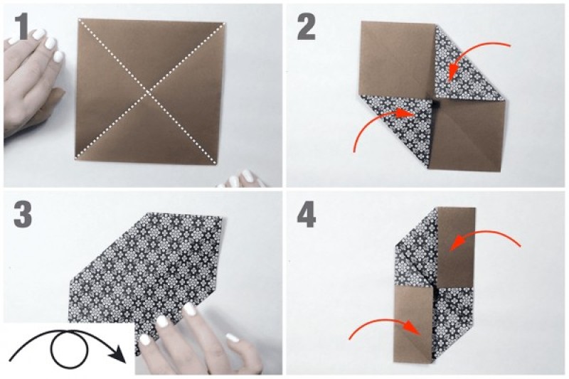 cách gấp chong chóng-Bước 1