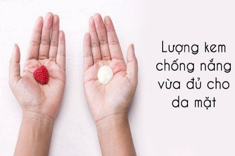 Lượng kem chống nắng cần dùng mỗi lần cho mặt.