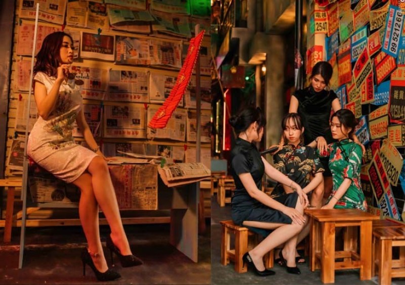Ngồi ghế cực quyến rũ khi mặc sườn xám