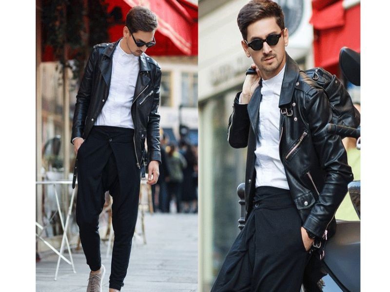 Áo khoác đen mix cùng quần jogger (ảnh: sưu tầm)