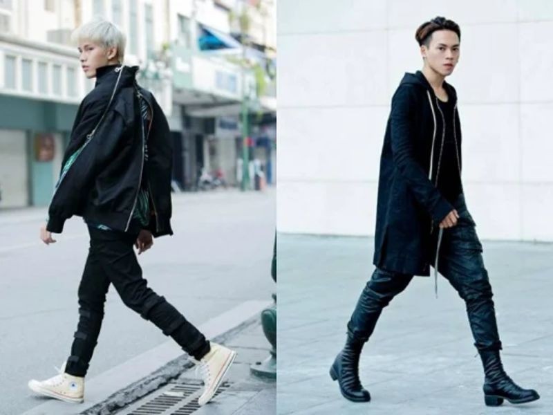 “All in black” với áo khoác đen (ảnh: sưu tầm)