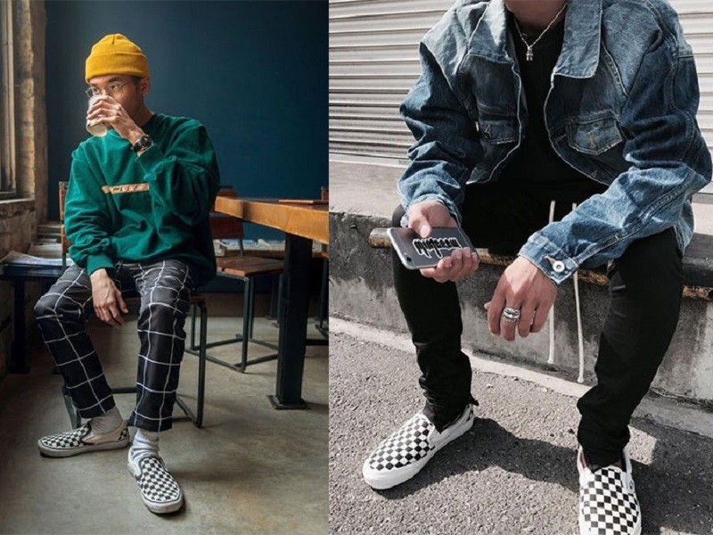 Áo khoác dù mix với Vans Slip On
