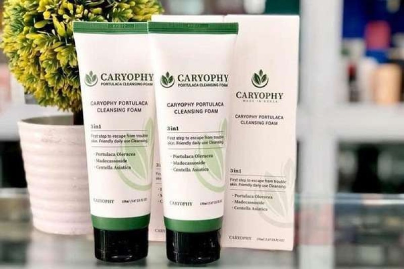 Sữa rửa mặt cho nam trị mụn đầu đen Caryophy Portulaca Cleansing Foam
