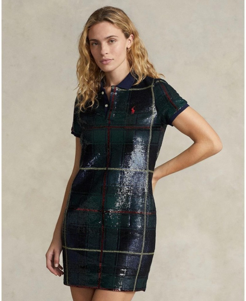 và Đầm Nữ Sequined Plaid Polo Cocktail Dress Polo Ralph Lauren