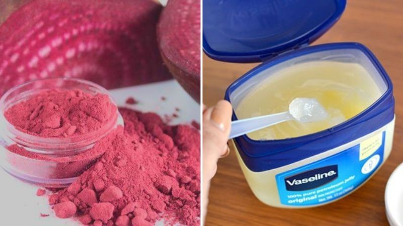 Công thức son từ bột củ dền và vaseline