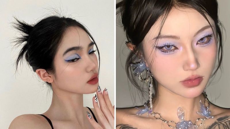 Trang điểm toàn bộ mắt màu xanh