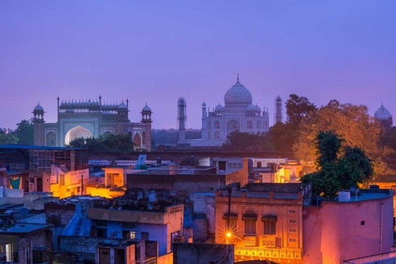 A light and sound show in the evening hours at Purana Qila in Delhi