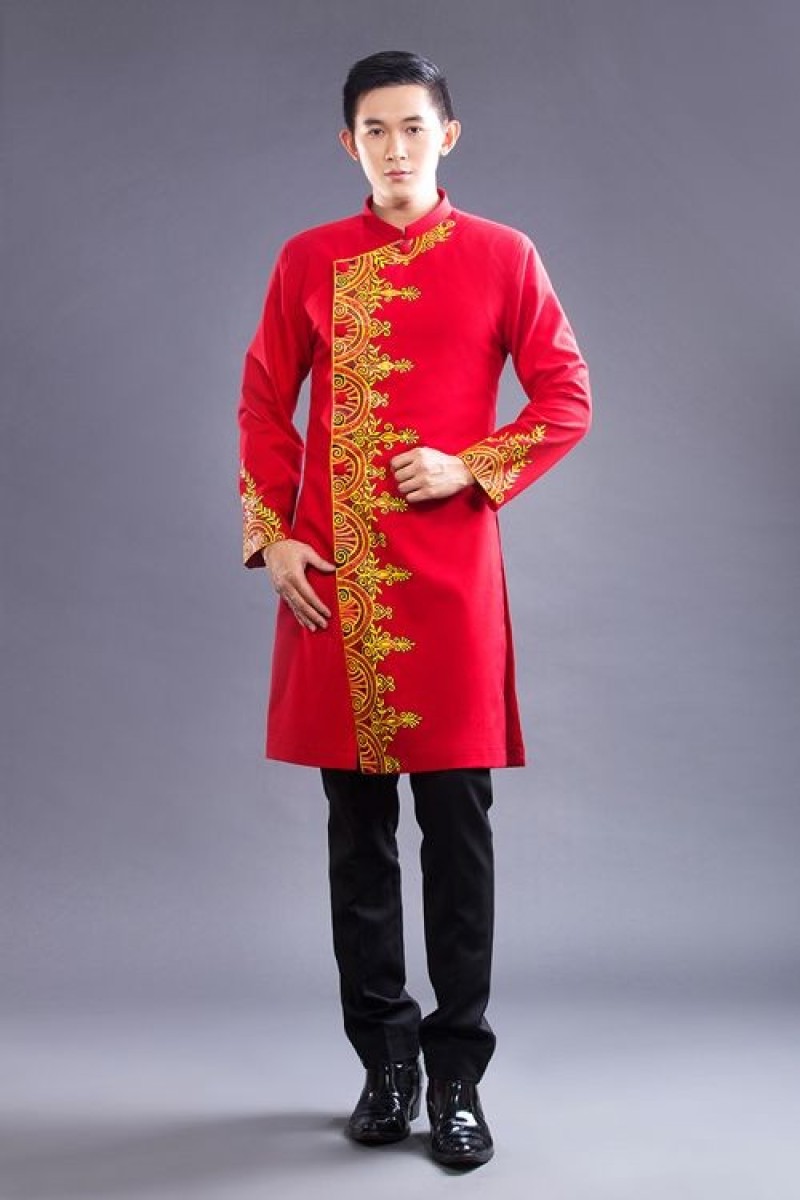 Áo dài nam truyền thống thêu tay