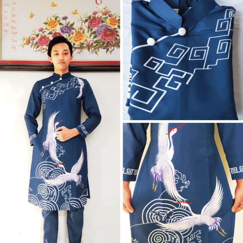 Áo dài nam truyền thống thêu tay