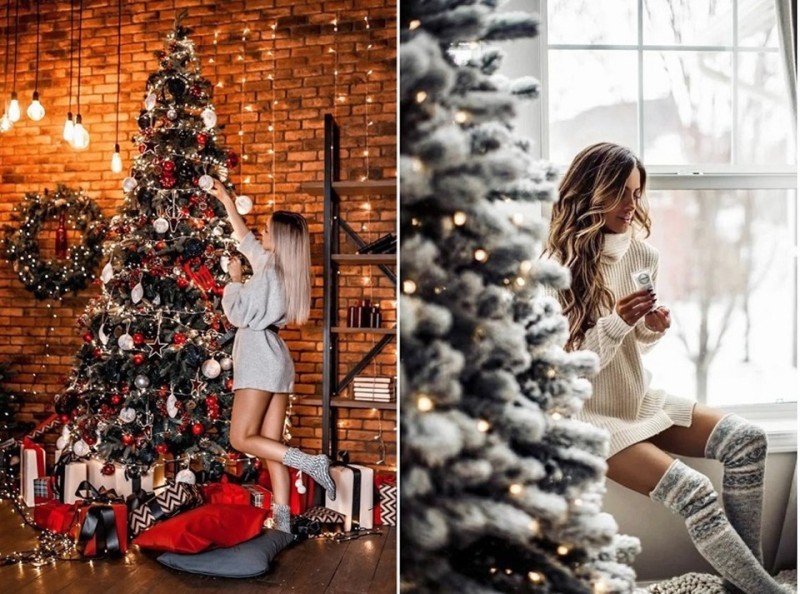 Pose dáng chụp hình Noel với kiểu quyến rủ cho nữ