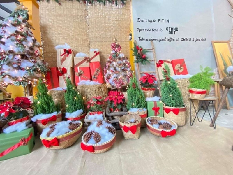 Chiêu Cafe không thiếu “đạo cụ” để “khách ruột” chụp hình giáng sinh