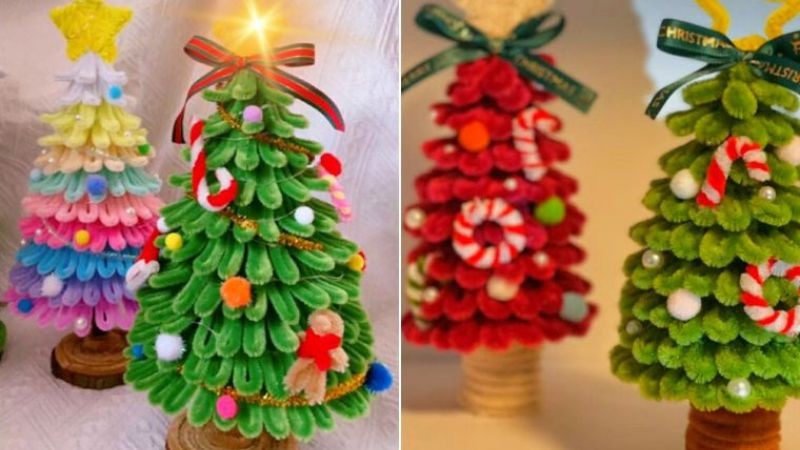 Tự Làm Cây Thông Kẽm Nhung Đơn Giản Xinh Xắn