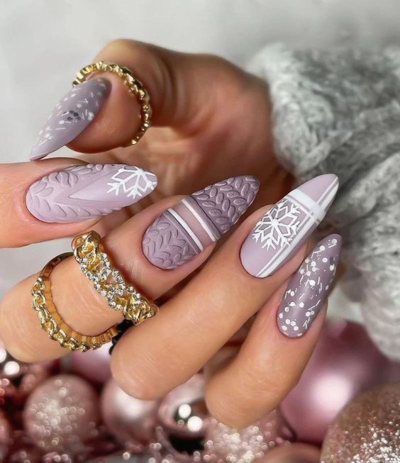 Mẫu nail lì tím ngập tràn hơi thở lễ giáng sinh