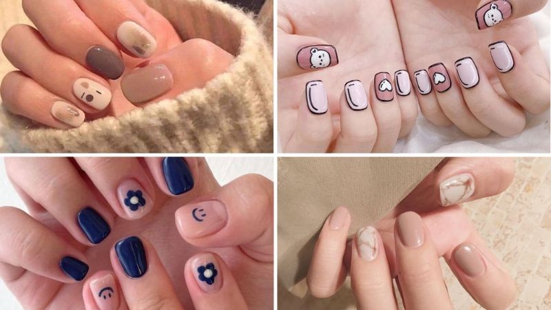 Mẫu nail họa tiết nhí tinh tế