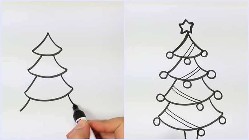 16 Cách Vẽ Cây Thông Noel Đơn Giản