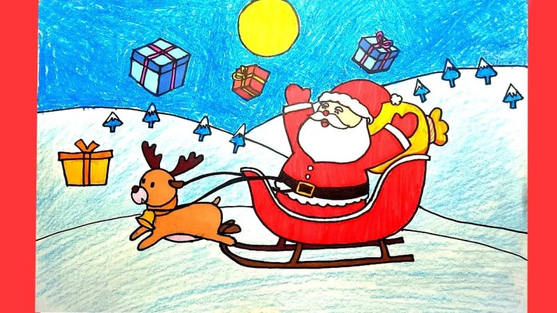 Ông già Noel cưỡi tuần lộc đáng yêu
