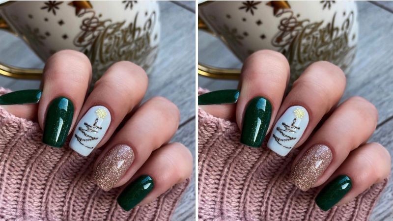 Một mẫu nail Giáng sinh dễ thương tiếp theo sẽ là một ý tưởng tuyệt vời cho mọi cô gái cá tính trong mùa Noel năm nay.