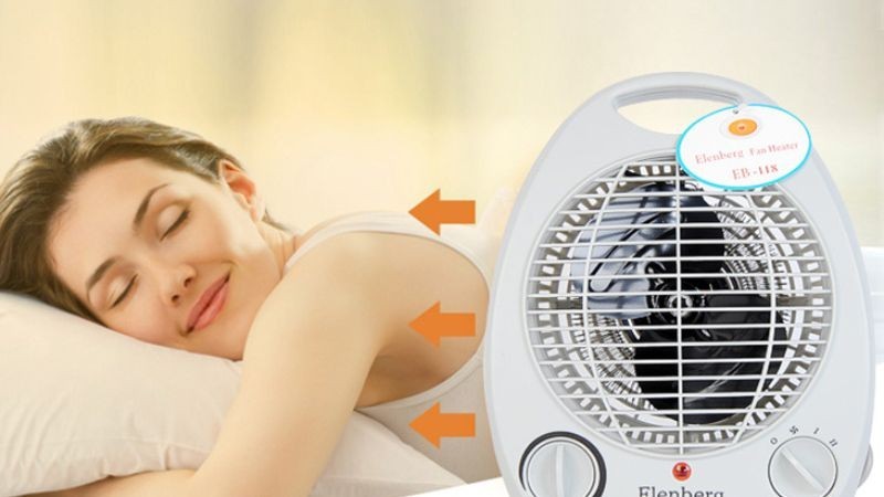 Giữ khoảng cách an toàn khi sử dụng quạt sưởi khi ngủ