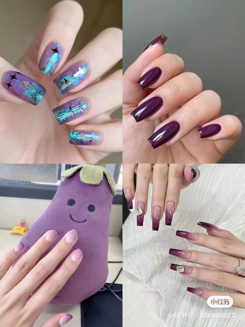 nail màu tím