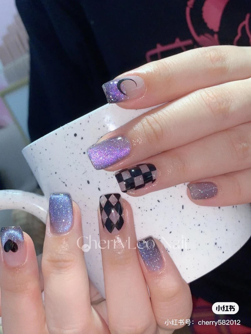 nail màu tím