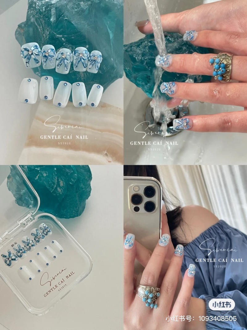 nail màu xanh dương nhạt