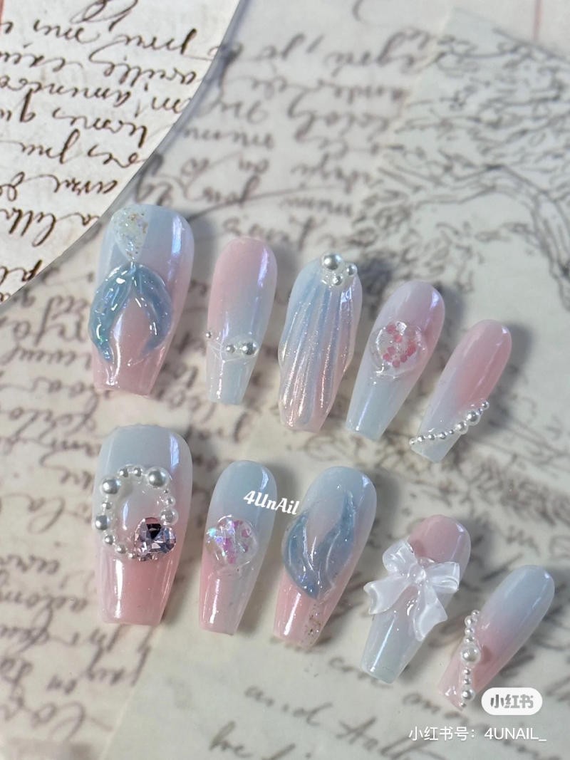 nail màu xanh dương nhạt