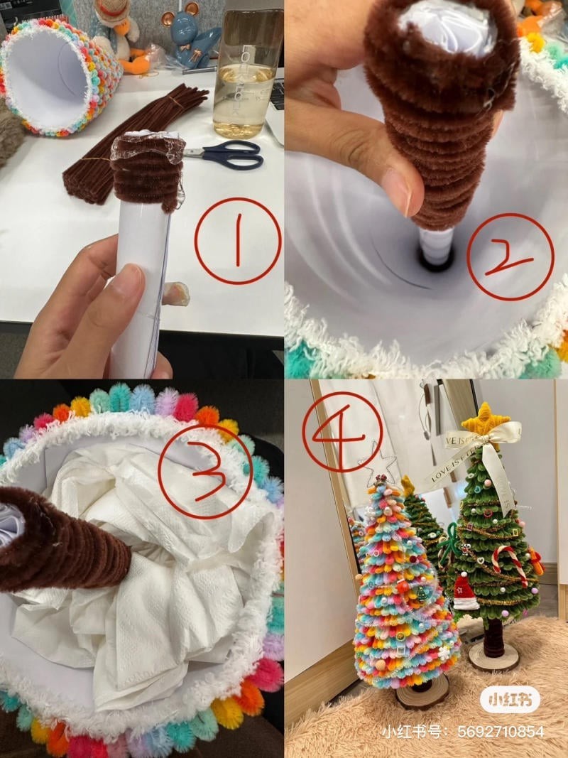làm cây thông noel bằng kẽm nhung
