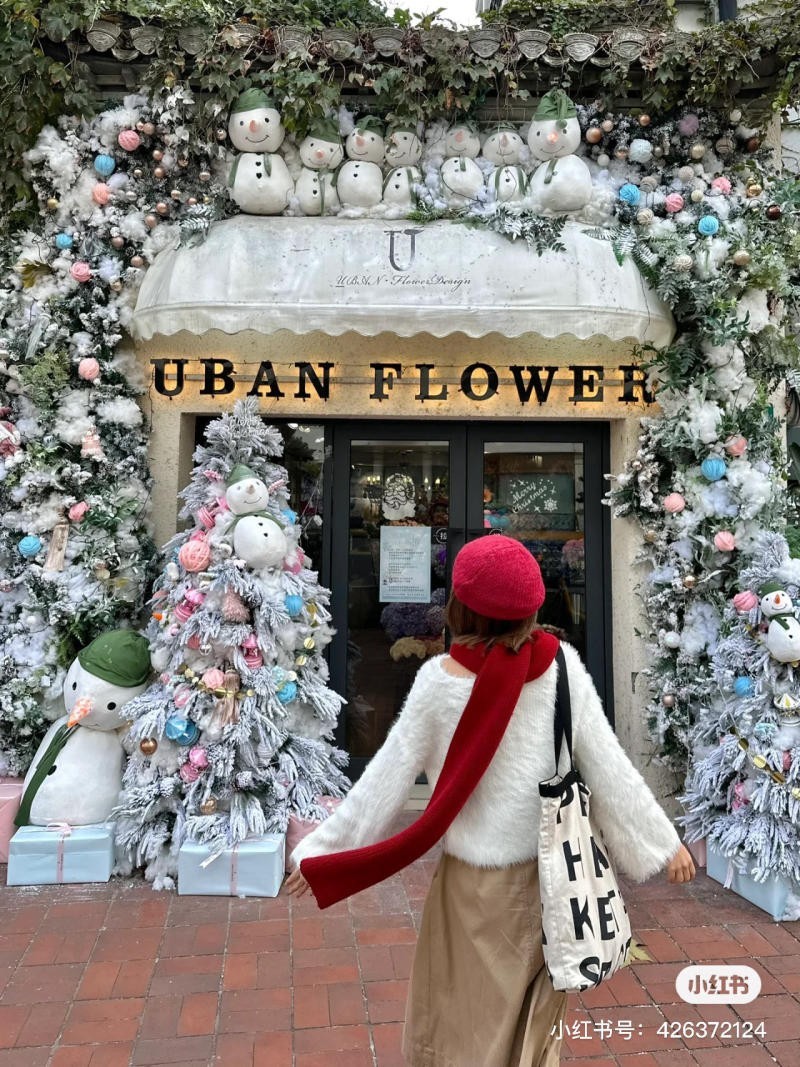 chụp ảnh với cây thông Noel