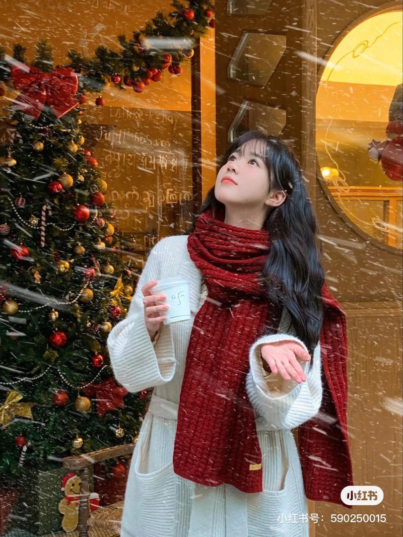 chụp ảnh với cây thông Noel
