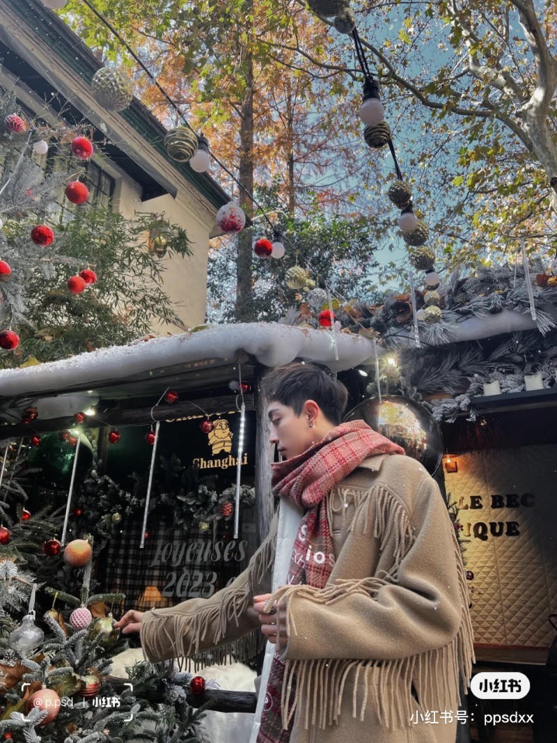 chụp ảnh với cây thông Noel