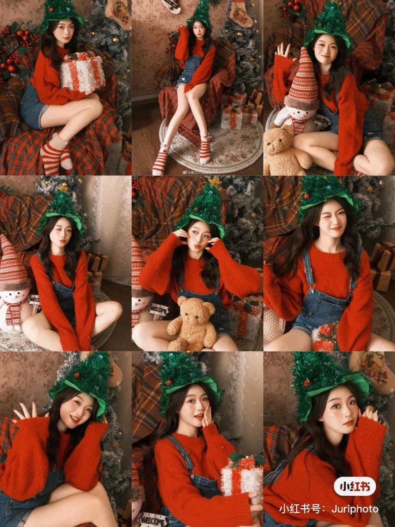chụp ảnh với cây thông Noel