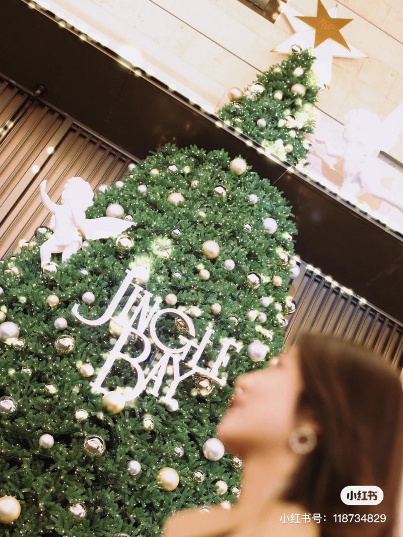 chụp ảnh với cây thông Noel