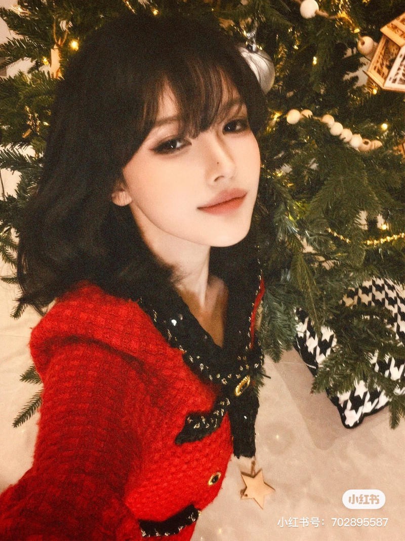 chụp ảnh với cây thông Noel