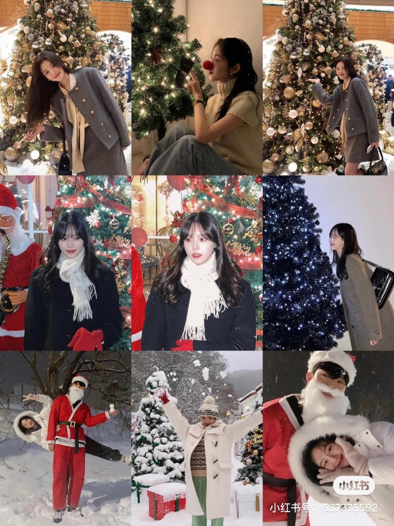 chụp ảnh với cây thông Noel