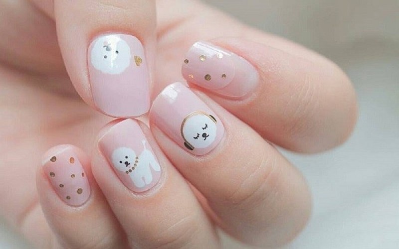 Mẫu nail Tết 2024 họa tiết hoạt hình