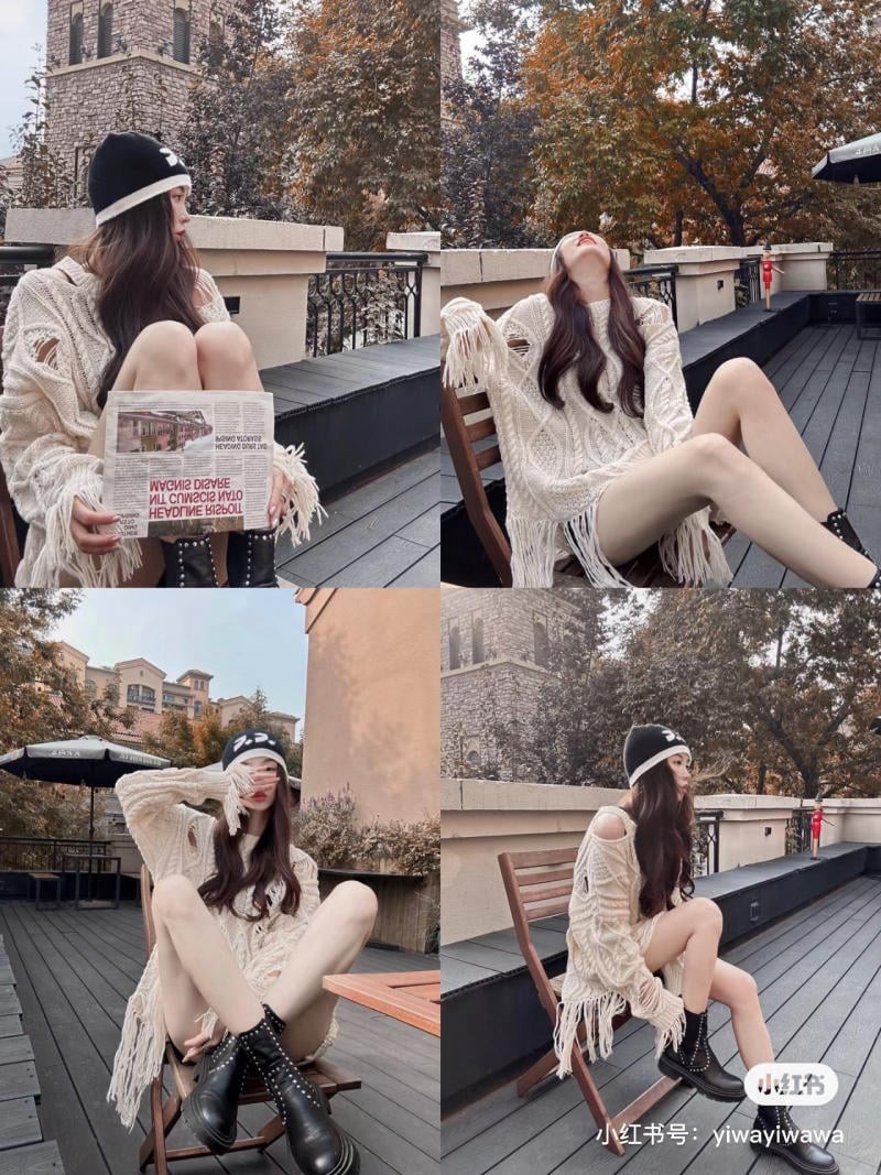 tạo dáng ngồi ghế chụp ảnh nữ