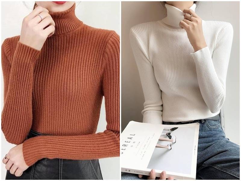 Áo len cổ lọ ấm áp, dễ phối đồ thanh lịch  