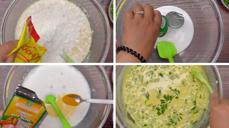 Pha bột chiên bánh