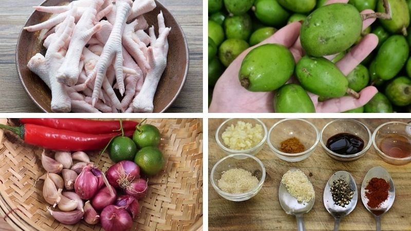 Nguyên liệu làm chân gà sốt Thái