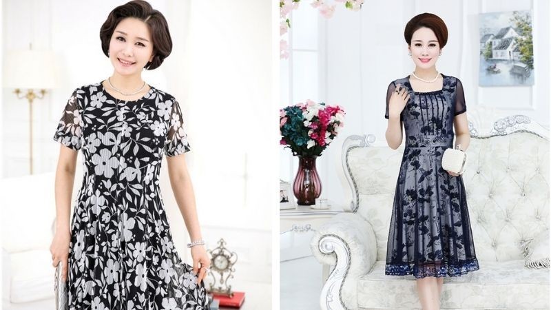 Váy đầm xòe cho tuổi trung niên