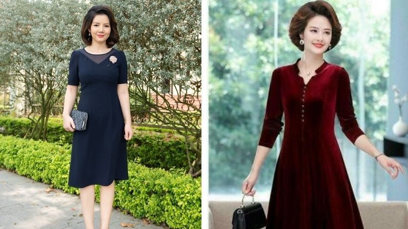 Váy đầm nhung cho người trung niên