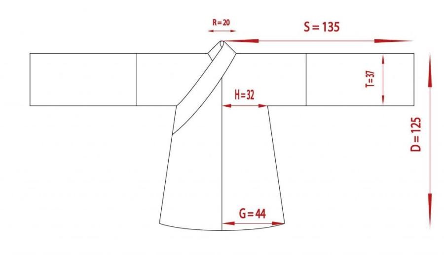 rập kèm kích thước của một chiếc áo giao lĩnh