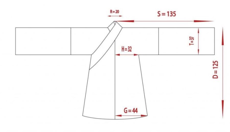 rập kèm kích thước của một chiếc áo giao lĩnh