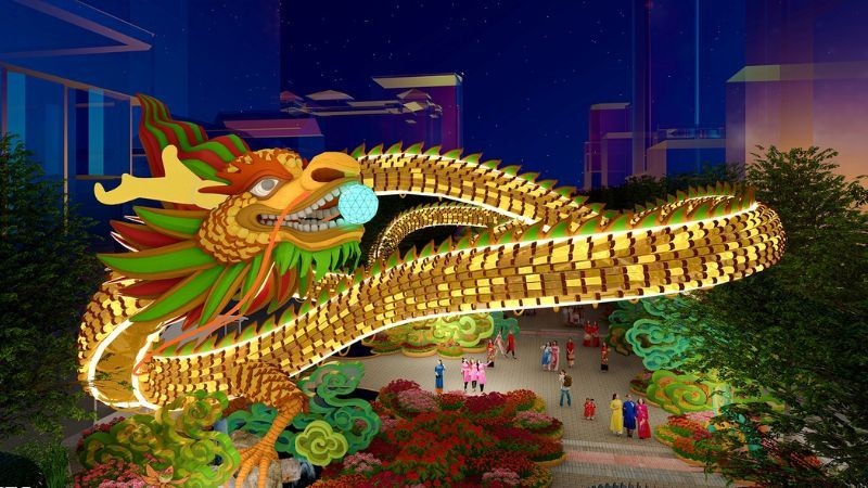 Đường hoa Nguyễn Huệ Tết Giáp Thìn 2024 mang chủ đề "Xuân yêu thương, Tết sum vầy"