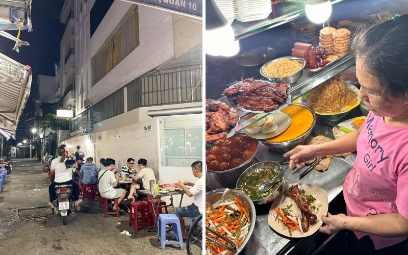 Quán mở cửa từ 17h đến 2h sáng, là một lựa chọn lý tưởng cho những ai yêu thích cơm tấm hay đói đêm.