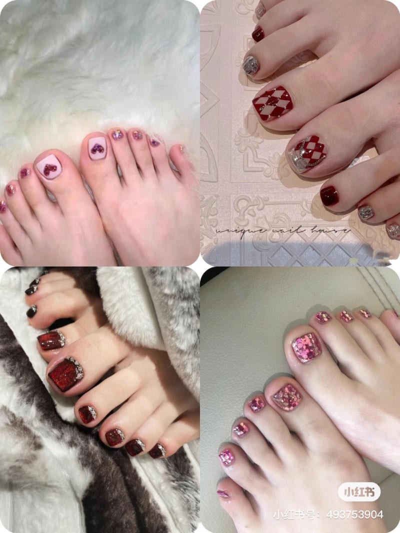 mẫu nail chân đính đá đẹp