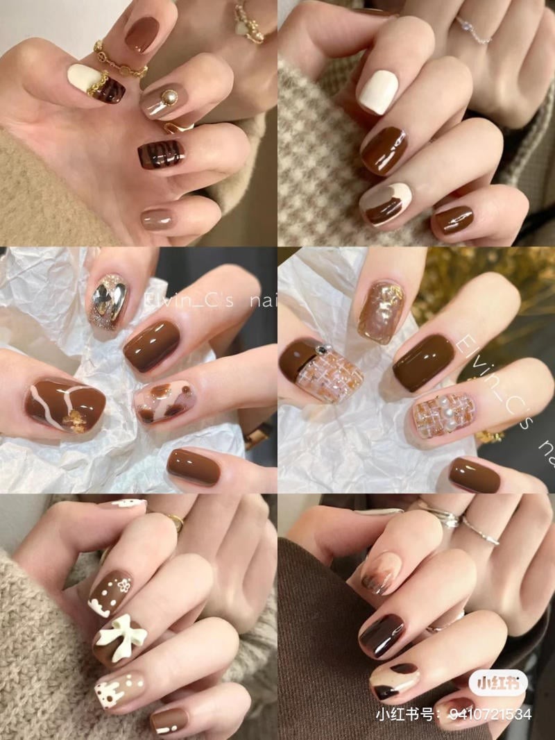nail màu nâu nhạt