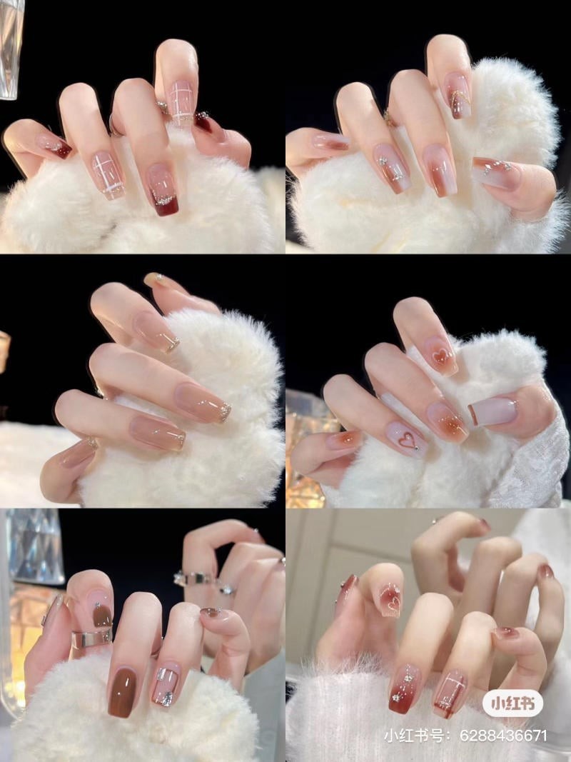 nail màu nâu nhạt