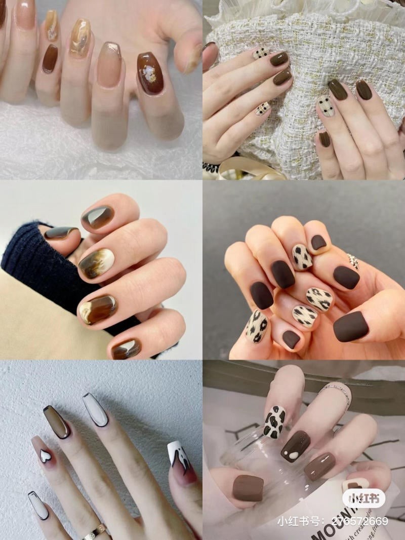 nail màu nâu nhạt